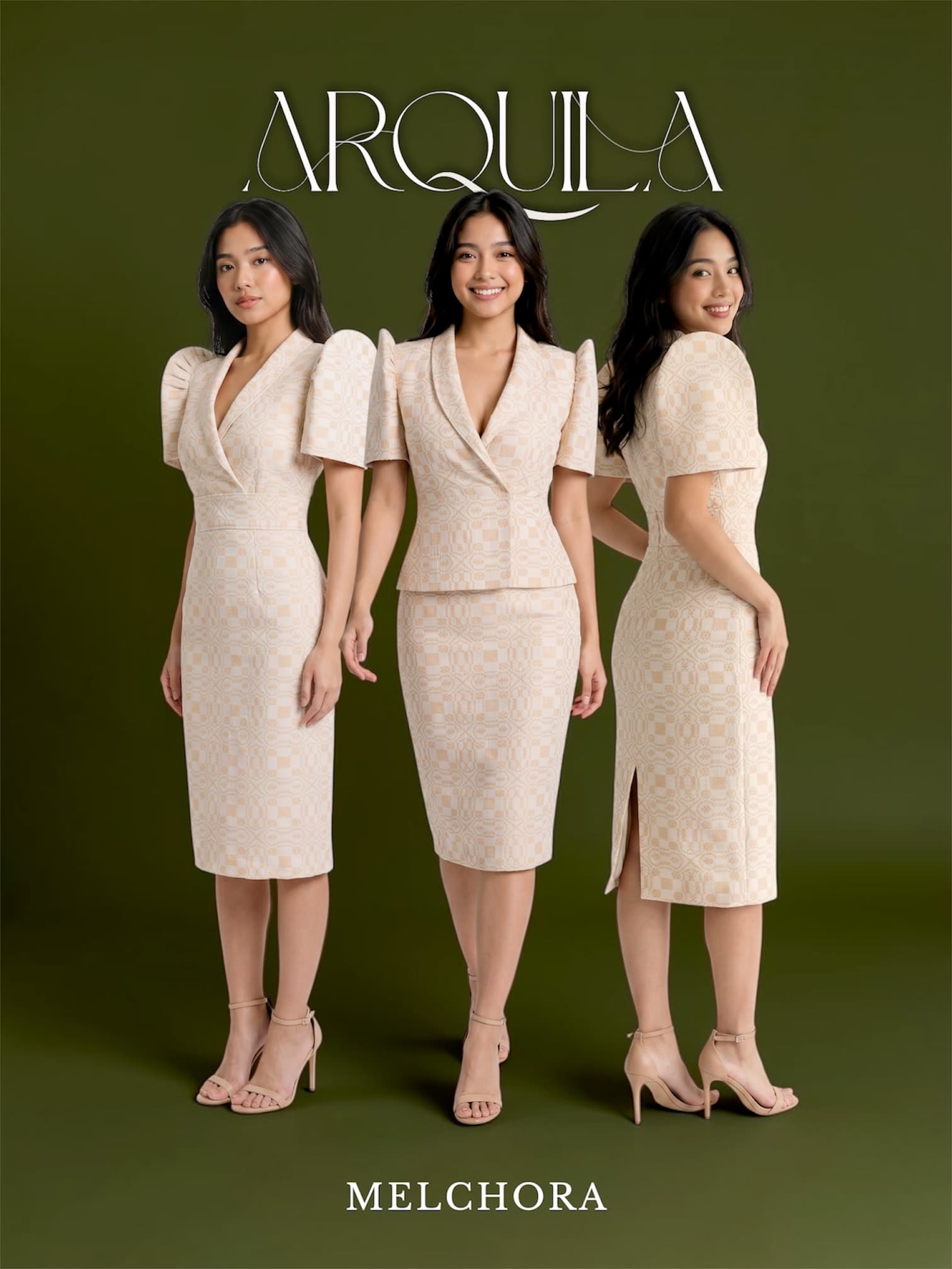 Melchora - Champagne jacquard suit